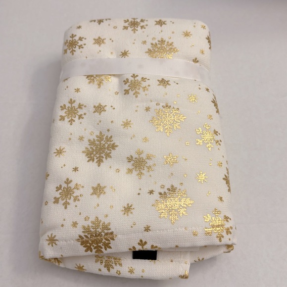 2pc RACHEL ZOE Holiday Hand Towel Set - 100% Cotton - Cream/Gold - Picture 2 of 4